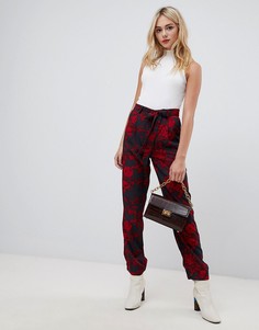 Широкие брюки с цветочным принтом Parisian-Красный