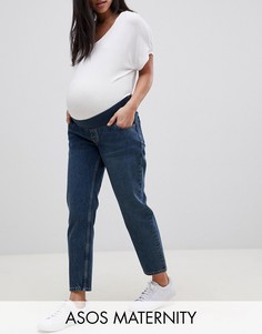Синие классические джинсы прямого кроя из переработанных материалов с посадкой под животом ASOS DESIGN Maternity - Florence-Синий