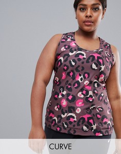 Спортивный топ с леопардовым принтом и контрастной вставкой ASOS 4505 CURVE-Мульти