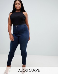 Темно-синие джеггинсы с завышенной талией ASOS DESIGN Curve Rivington-Синий