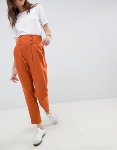 Зауженные брюки с завышенной талией ASOS DESIGN tailored-Красный