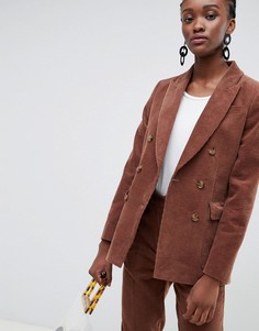 Вельветовый блейзер ASOS DESIGN-Коричневый