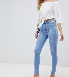 Синие джинсы скинни в стиле диско с необработанным краем New Look Tall-Синий