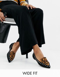 Туфли для широкой стопы на плоской подошве с леопардовым принтом Lost Ink-Мульти
