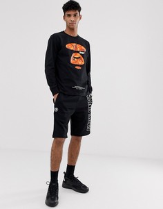 Черный лонгслив с большим логотипом AAPE By A Bathing Ape
