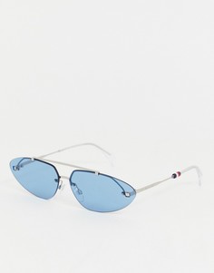 Синие овальные солнцезащитные очки Tommy Hilfiger-Синий