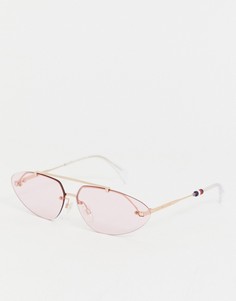 Розовые овальные солнцезащитные очки Tommy Hilfiger-Розовый