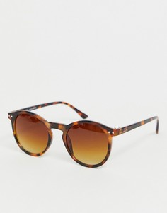 Круглые солнцезащитные очки в черепаховой оправе Jack & Jones-Коричневый