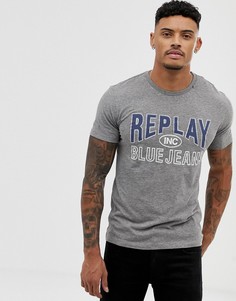 Серая футболка с принтом Replay Blue Jeans-Серый