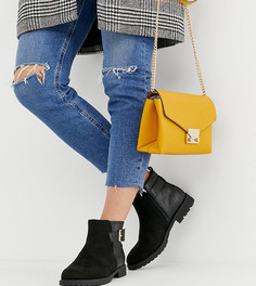 Черные ботинки для широкой стопы из искусственной замши New Look-Черный