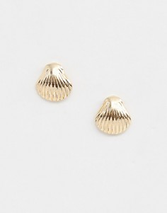Золотистые серьги-гвоздики в форме ракушки DesignB London-Золотой