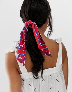 Бордовый головной платок с принтом в стиле банданы ASOS DESIGN-Мульти