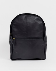 Черный кожаный рюкзак ASOS DESIGN