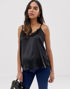 Атласный топ на бретелях с кружевом ASOS DESIGN Maternity-Черный
