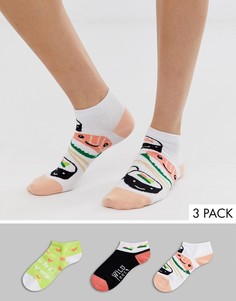Набор из 3 пар разноцветных спортивных носков с принтом Wild Feet-Мульти Sock Shop