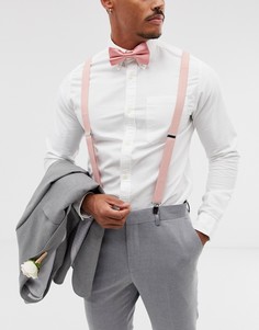 Подтяжки и галстук-бабочка розового цвета ASOS DESIGN Wedding-Розовый