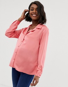 Свободная атласная рубашка с длинными рукавами ASOS DESIGN Maternity-Розовый