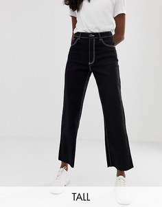 Укороченные джинсы с широкими штанинами и контрастной строчкой Noisy May Tall-Черный