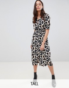 Платье миди с леопардовым принтом Influence Tall-Коричневый