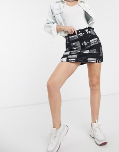 Юбка А-силуэта с логотипом Calvin Klein Jeans-Черный