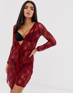 Кружевной халат Missguided-Красный