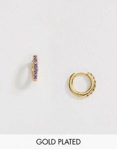 Позолоченные серьги-кольца с аметистом Orelia-Золотой