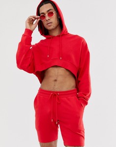 Красный спортивный oversize-костюм с шортами ASOS DESIGN