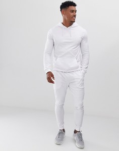 Обтягивающий спортивный костюм белого цвета с худи ASOS DESIGN-Белый