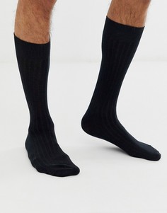 Черные носки в рубчик Selected Homme-Черный
