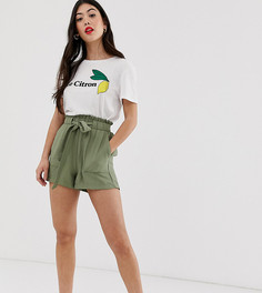 Зеленые саржевые шорты New Look Petite-Зеленый