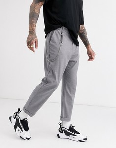 Серые брюки-морковки с цепочкой Bershka-Серый