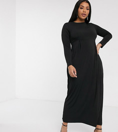 Черное платье макси с длинными рукавами Verona Curve-Черный