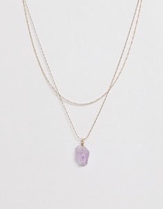 Золотистое ожерелье в несколько рядов с аметистом ALDO Ederravia-Золотой