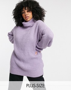 Лавандовый oversize-свитер с высоким воротником Missguided Plus-Фиолетовый