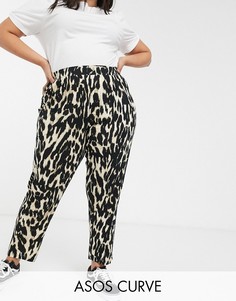 Брюки галифе с размытым звериным принтом ASOS DESIGN Curve-Мульти