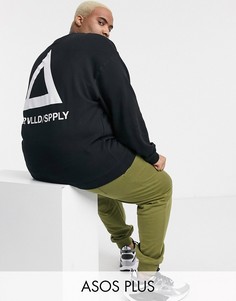 Черный oversize-свитшот с принтом треугольника ASOS DESIGN Plus