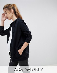 Худи черного цвета на молнии ASOS DESIGN Maternity-Черный