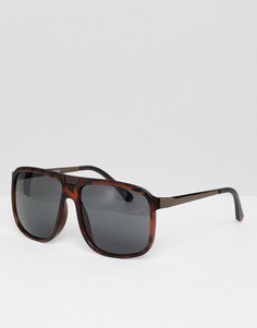 Солнцезащитные очки в черепаховой оправе с затемненными стеклами ASOS DESIGN-Коричневый