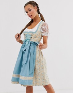 Платье с цветочным принтом и отделкой в стиле фартука Stockerpoint - original Bavarian Oktoberfest Dirndl-Мульти Marjo