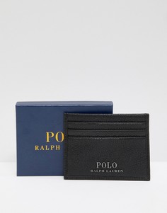 Черная кожаная визитница Polo Ralph Lauren-Черный