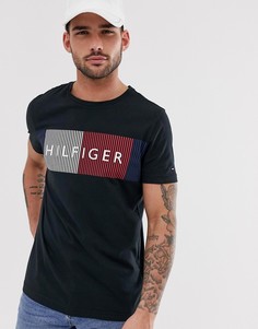 Черная футболка с большим логотипом-флагом Tommy Hilfiger-Черный