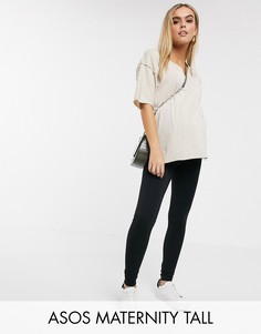 Очень мягкие хлопковые джоггеры с посадкой над животом ASOS DESIGN Maternity Tall-Черный