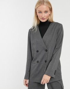 Серый двубортный пиджак Monki