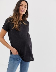 Черная футболка с отворотами на рукавах ASOS DESIGN Maternity-Черный
