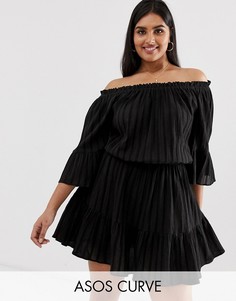 Сарафан мини с открытыми плечами ASOS DESIGN Curve-Черный