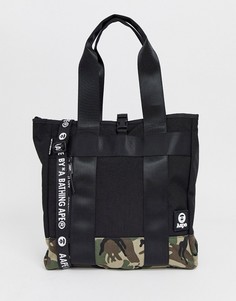 Черная сумка-тоут с камуфляжным принтом AAPE By A Bathing Ape-Черный