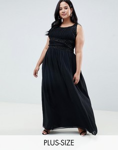Плиссированное платье макси с декоративной отделкой AX Paris Plus-Черный