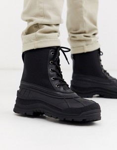 Черные резиновые ботинки на шнуровке ASOS DESIGN-Светло-бежевый