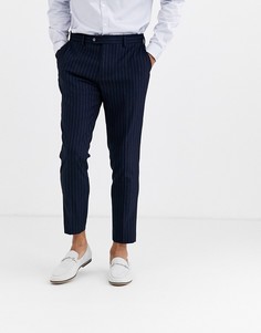 Укороченные брюки скинни в тонкую полоску с добавлением шерсти Gianni Feraud-Темно-синий