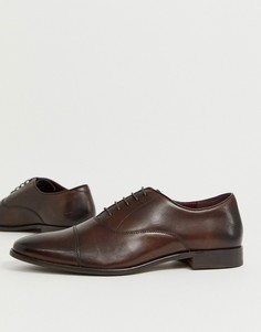 Коричневые кожаные оксфордские туфли с отделкой на носке WALK London alfie-Коричневый